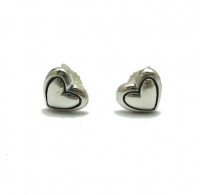 E000708 Small sterling silver earrings solid 925 Hearts  Empress